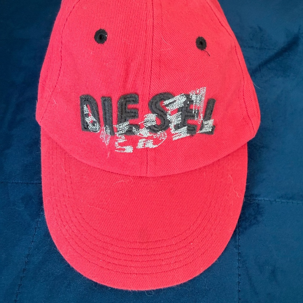 Diesel Kids Red Embroidered Logo Baseball Cap